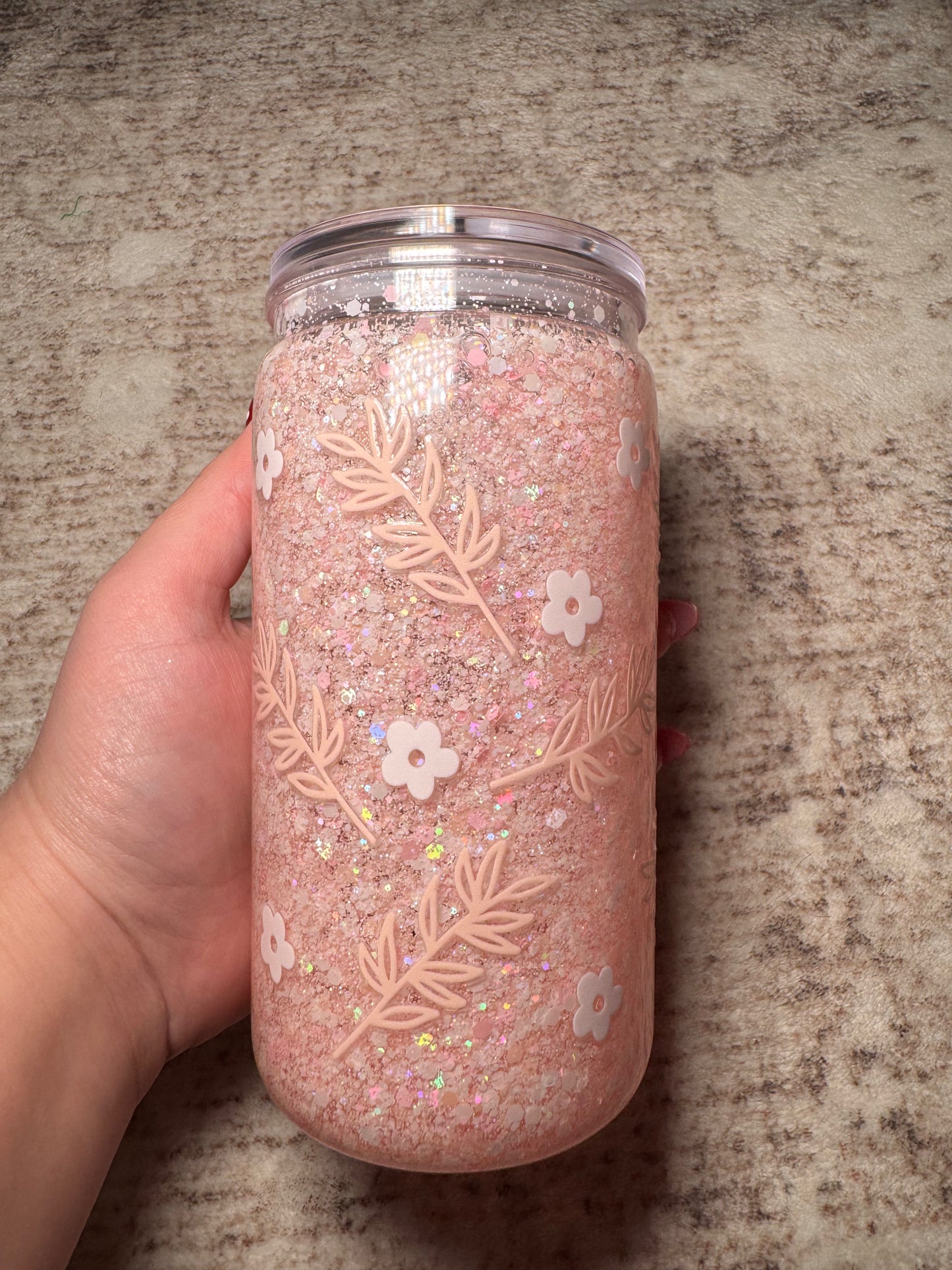 Floral glitter cup