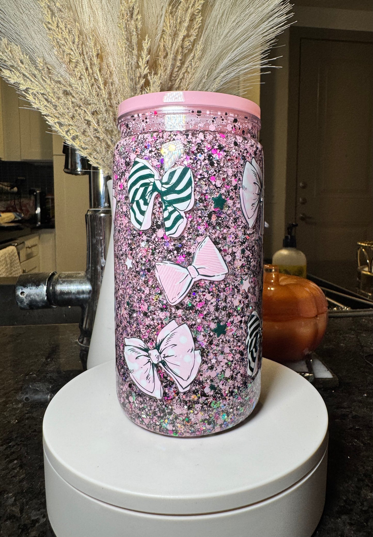 Zebra and bows Y2k glitter cup