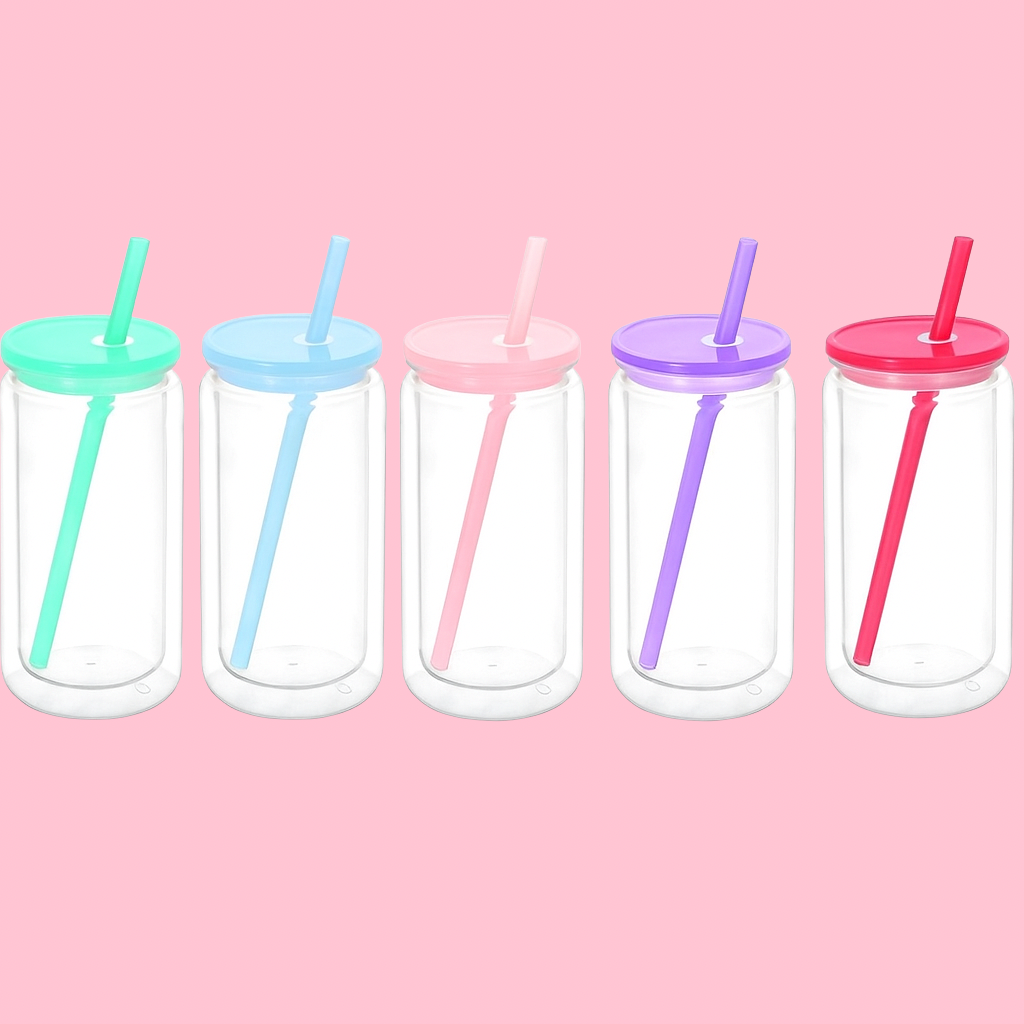 16 oz. acrylic snow globe COLORFUL lids